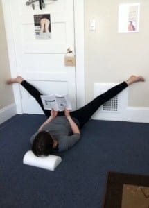 legs on wall to stretch adductors