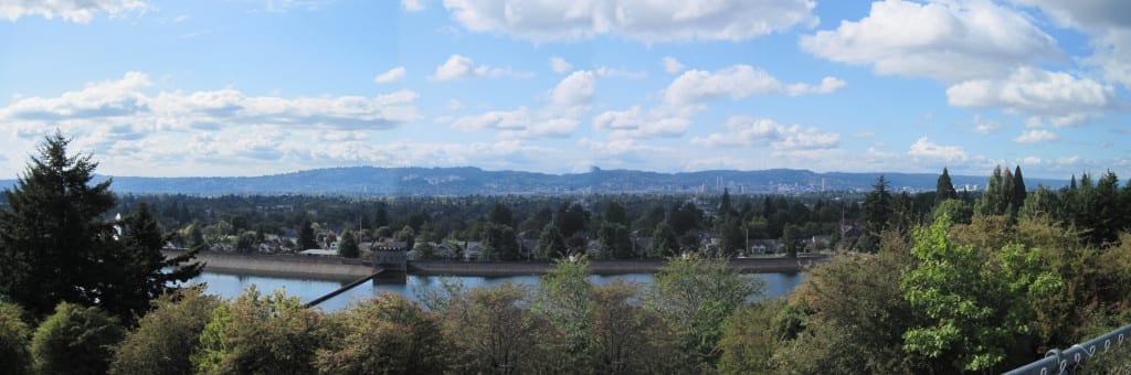 View of Portland from the top of Mt Tabor.